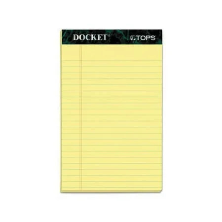 TOPS Docket Writing Pads, 8-1/2" x 11-3/4", Legal Rule, Canary Paper, 50 Sheets, 12 Pack (63400)