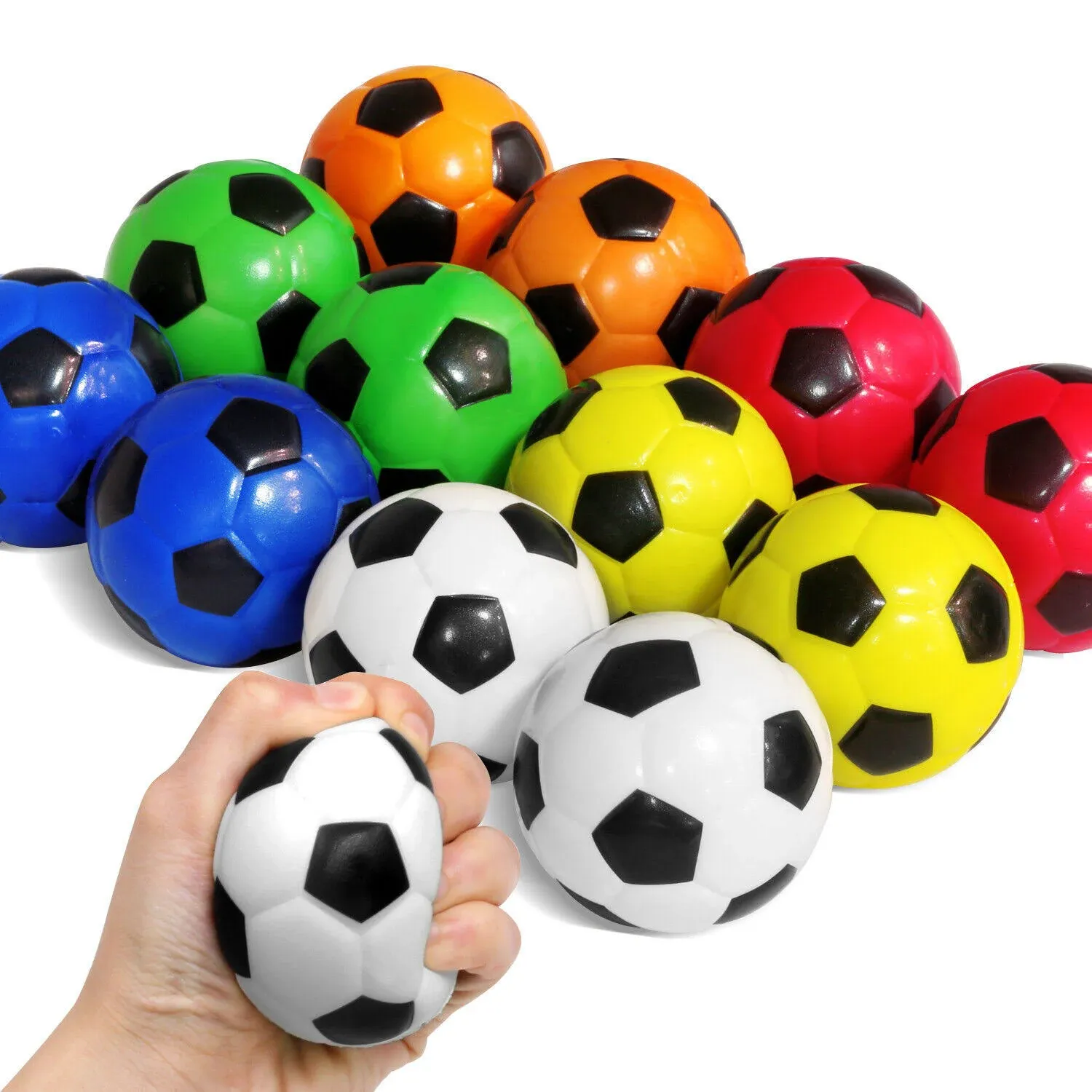 Novelty Place Squeezable Stress Soccers(12 Pack) - Excellent Anti-Stress Balls for Tension Relief - Relaxation Gadgets, Fidget Toys, Party Favors, Ball Games, Carnival Prizes(Diameter 2-3/4")Novelty Place Squeezable Stress Soccers(12 Pack) - Exc…