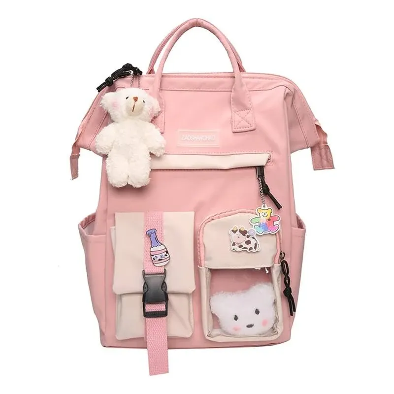 GGOOB Kawaii Backpack with Kawaii Pin and Accessories Backpack Cute Aesthetic Backpack Cute Kawaii Backpack for School