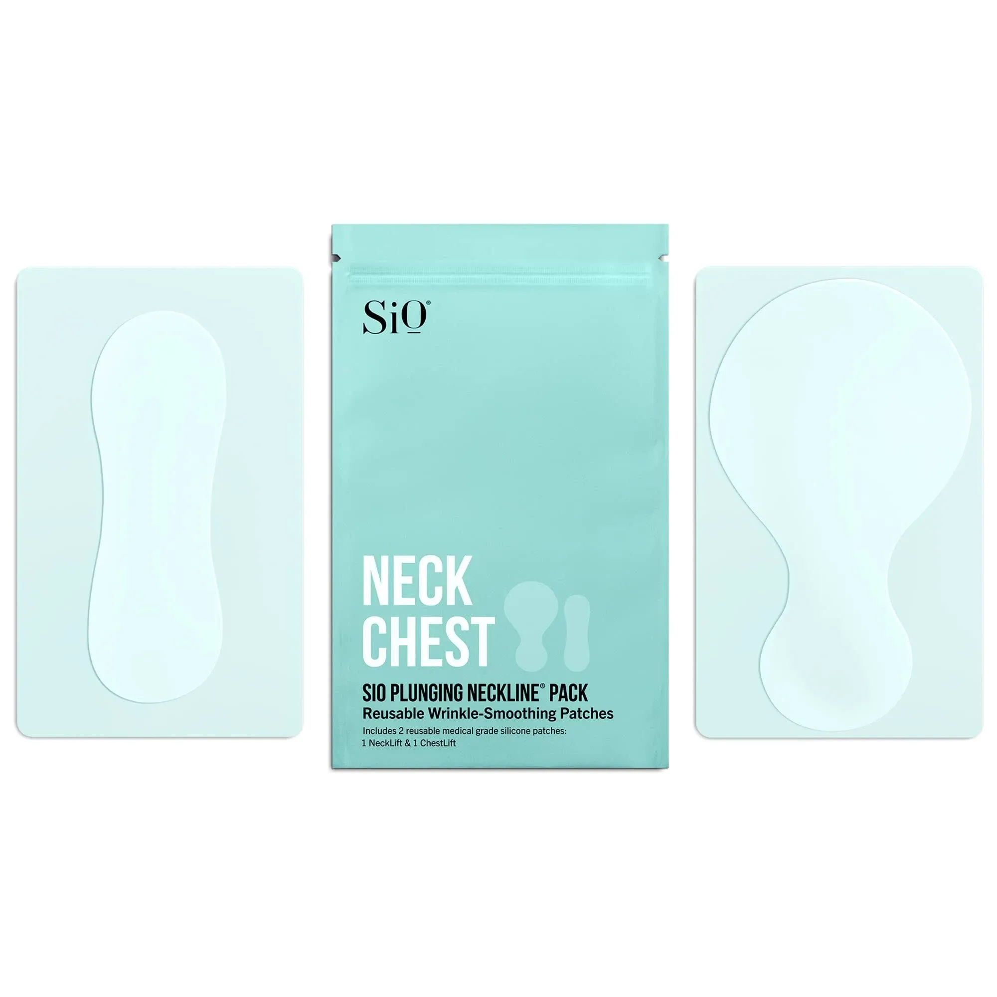 SiO Beauty Plunging Neckline - Overnight Reusable Silicone Smoothing Patches for Neck and Chest (SkinPad + Necklift)