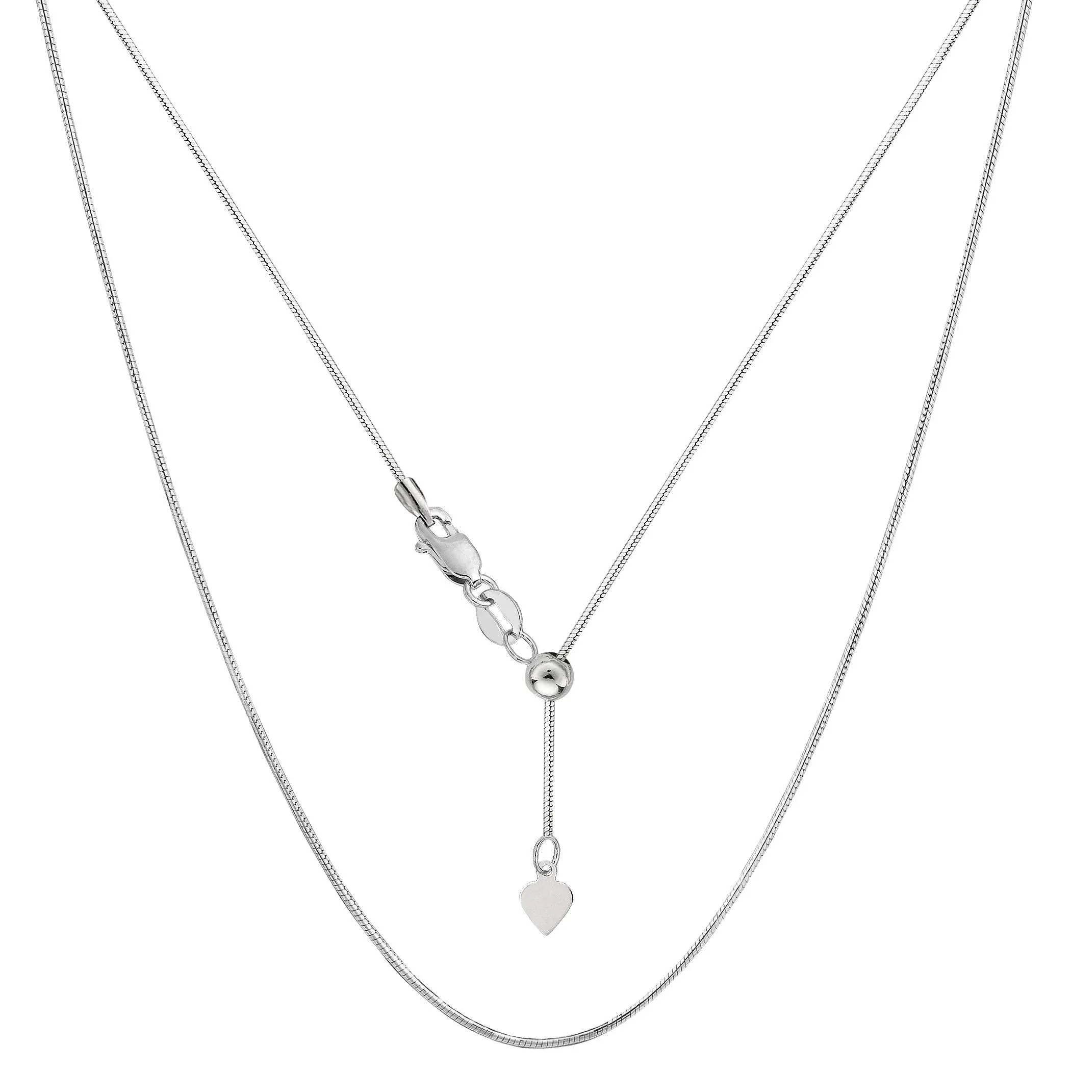 14K White Gold Adjustable Octagonal Snake Chain Necklace, 0.85mm, 22"