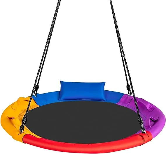 Babyjoy 40&#034; Saucer Tree Swing Outdoor Round Platform Swing w/ Pillow &amp; Handle