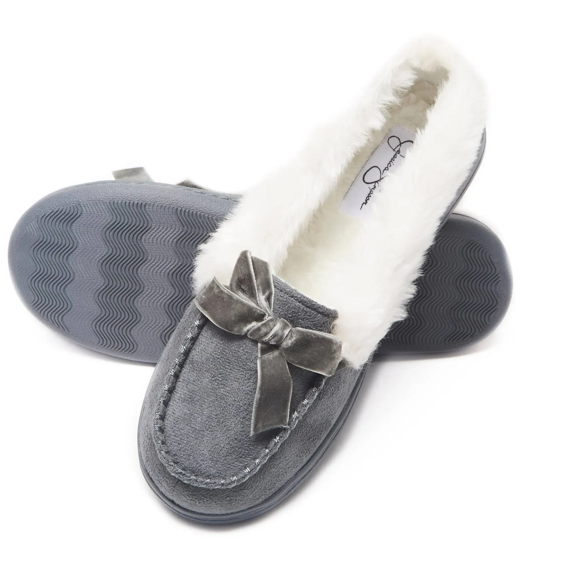 Jessica Simpson Women's Micro Suede Moccasin Indoor Outdoor Slipper Shoe