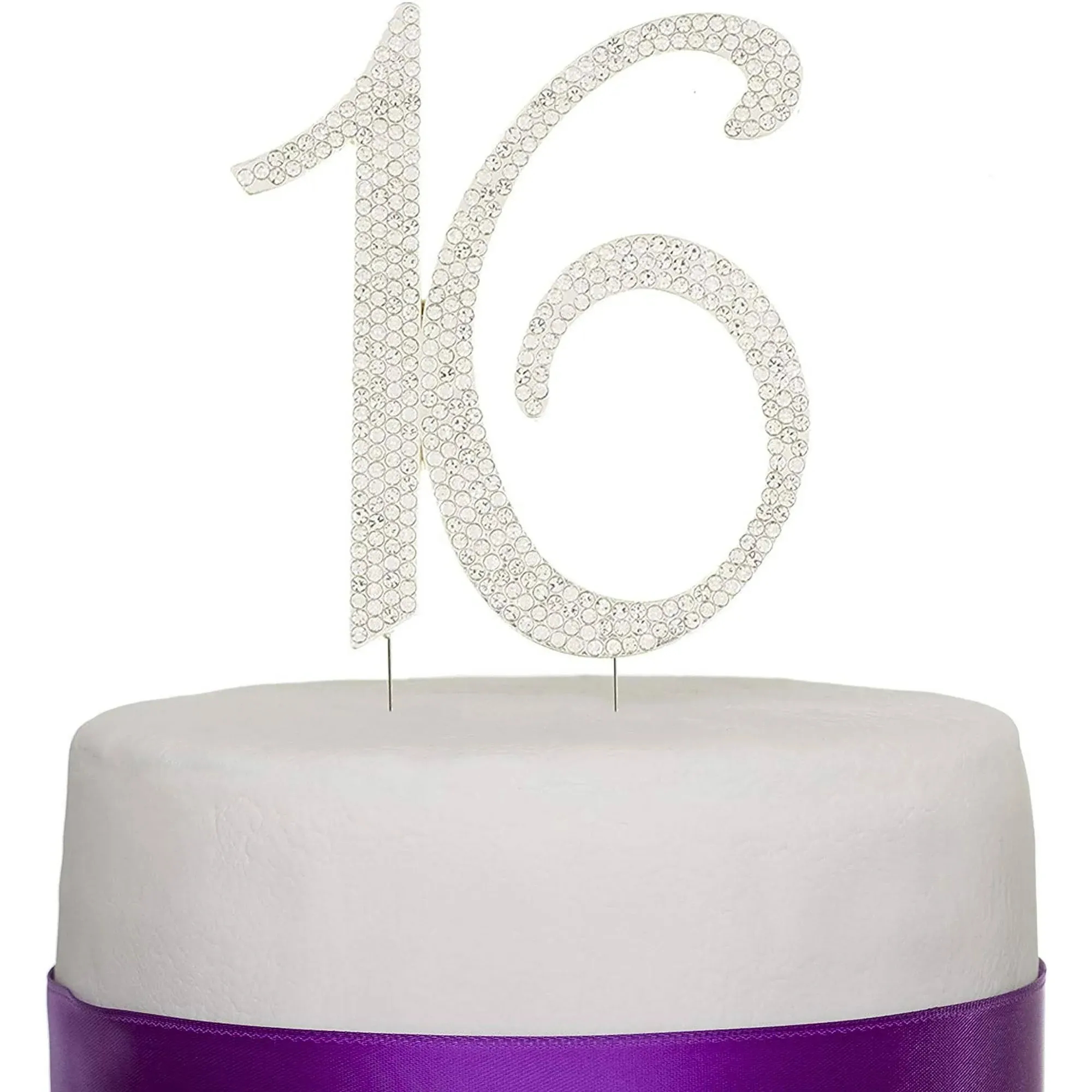 16 Cake Topper - Silver