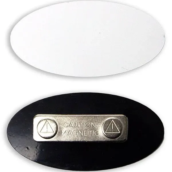 All Quality Oval Name Badge Blanks with Magnet - 10 Pack (White)