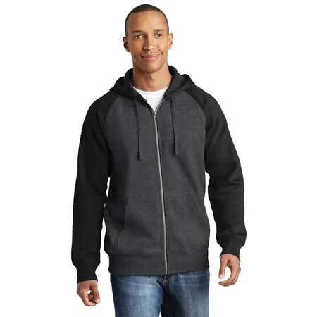 Sport-Tek Raglan Colorblock Full-Zip Hooded Fleece Jacket