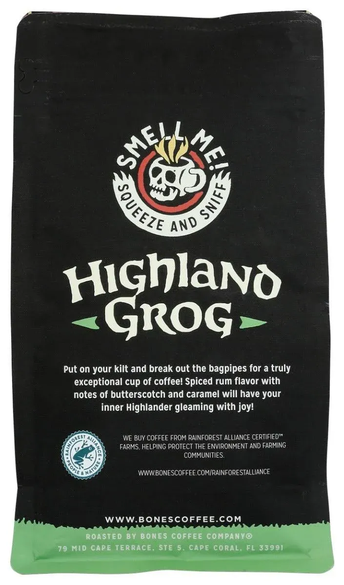 Bones Coffee Co. Coffee, Ground, Medium Roast, Highland Grog - 12 oz