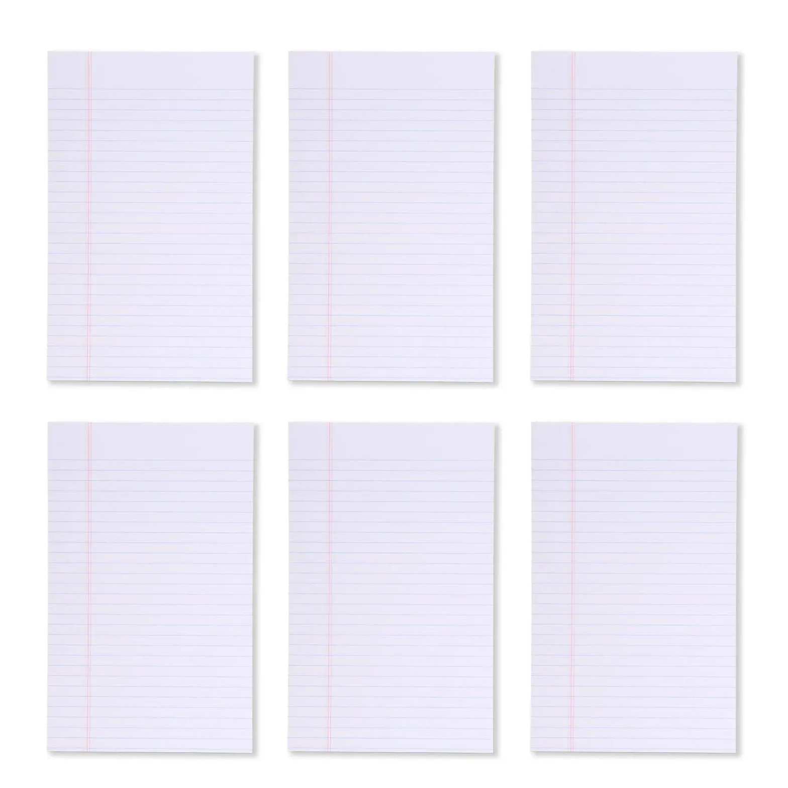 Mintra Office Glue-Top Legal Pads 6 Pack (White, 5in x 8in (Narrow Ruled))