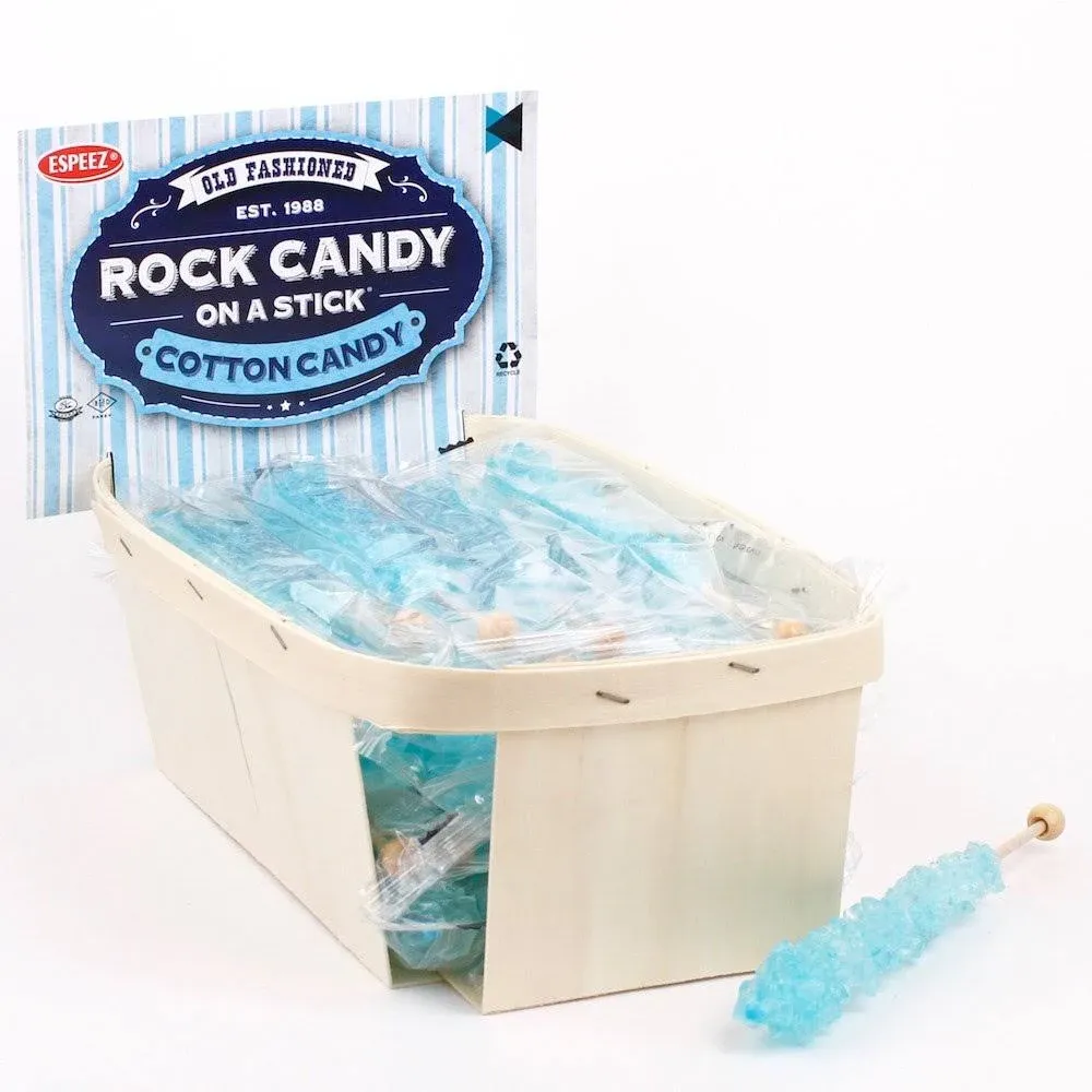 Extra Large Rock Candy Sticks: 24 Light Blue Cotton Candy Lollipop - Individually Wrapped - Espeez Rock Candy Sticks for Candy Buffet, Birthdays, Weddings, Receptions and Baby Shower