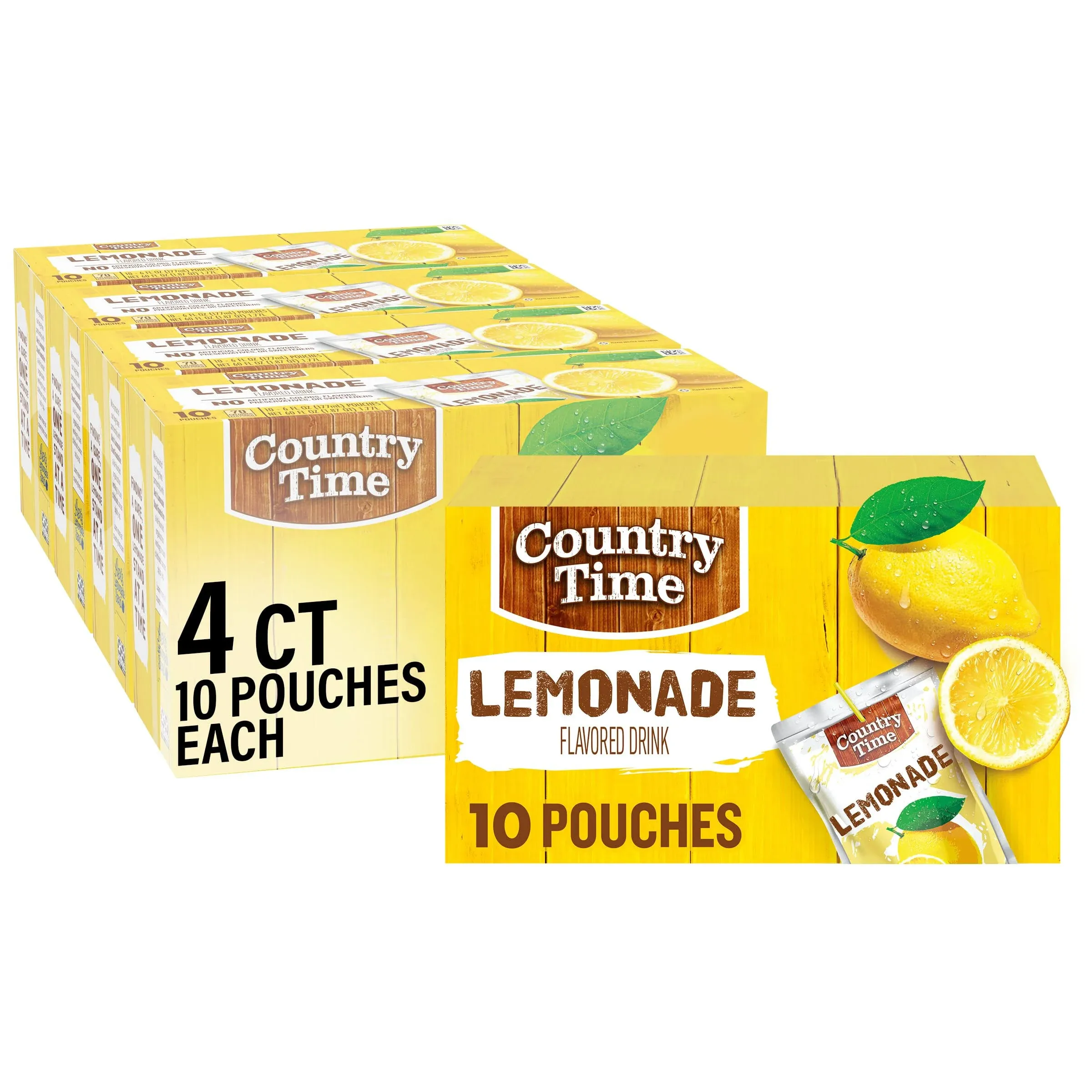 Country Time Lemonade Ready to Drink Flavored Drink Pouches, 40 ct Pack, 4 Boxes ...