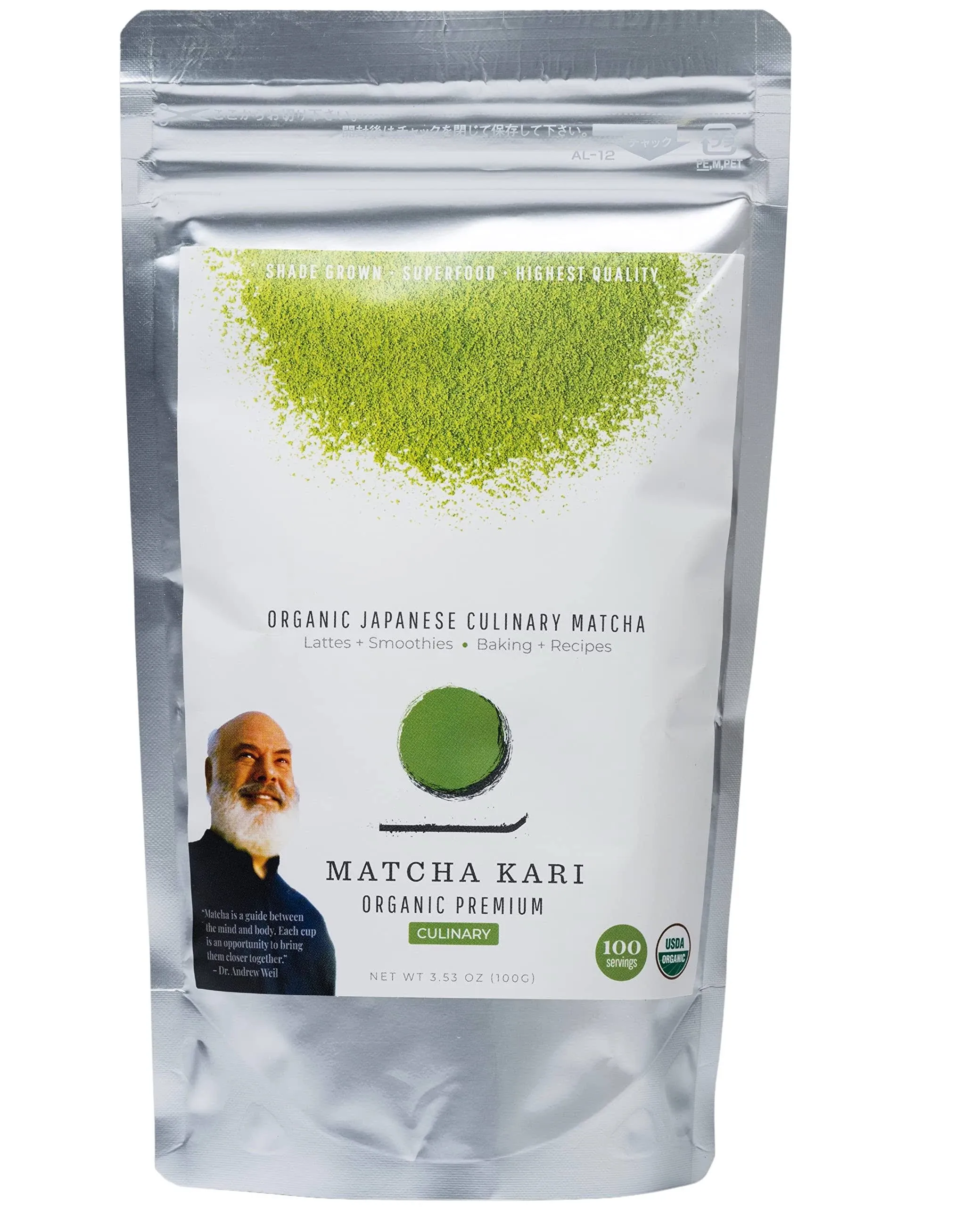 Dr. Weil Matcha Kari - Organic Matcha Green Tea Powder - 100 grams - Japanese...