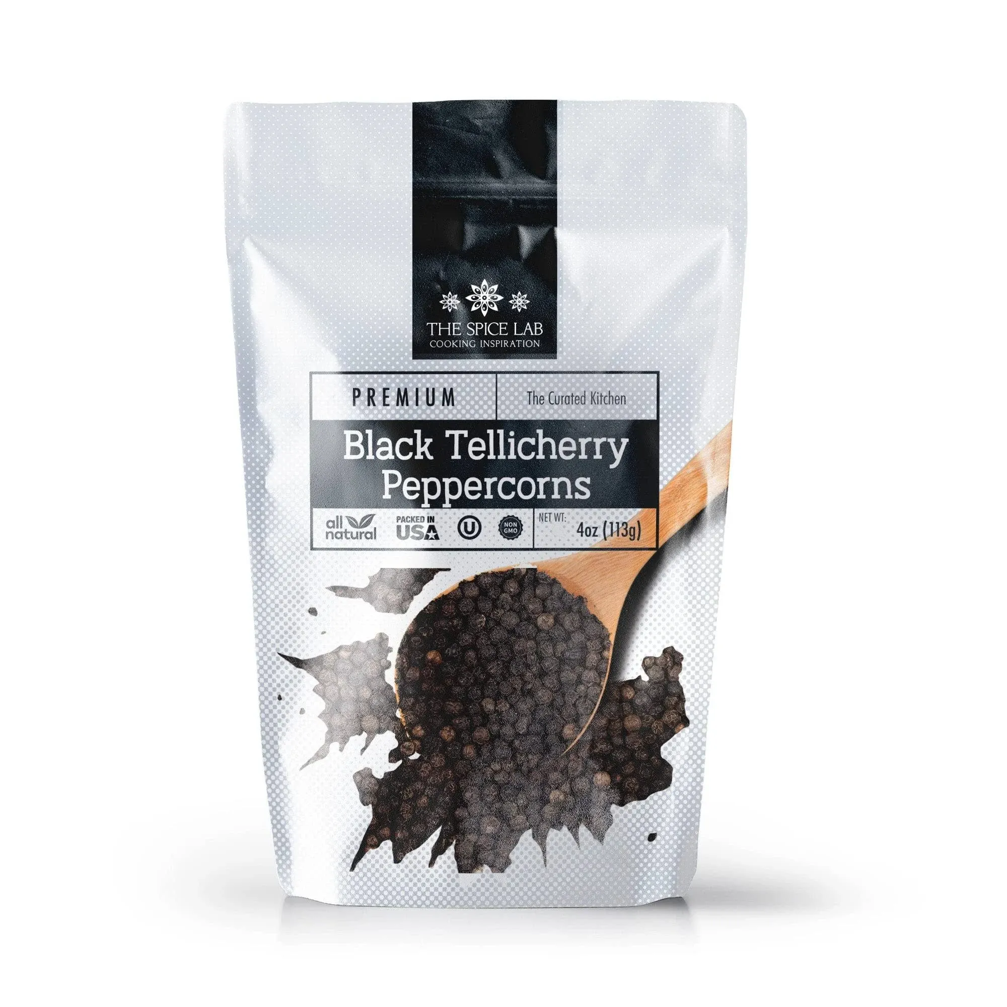 The Spice Lab Black Tellicherry Peppercorns for Grinder Packed in The USA