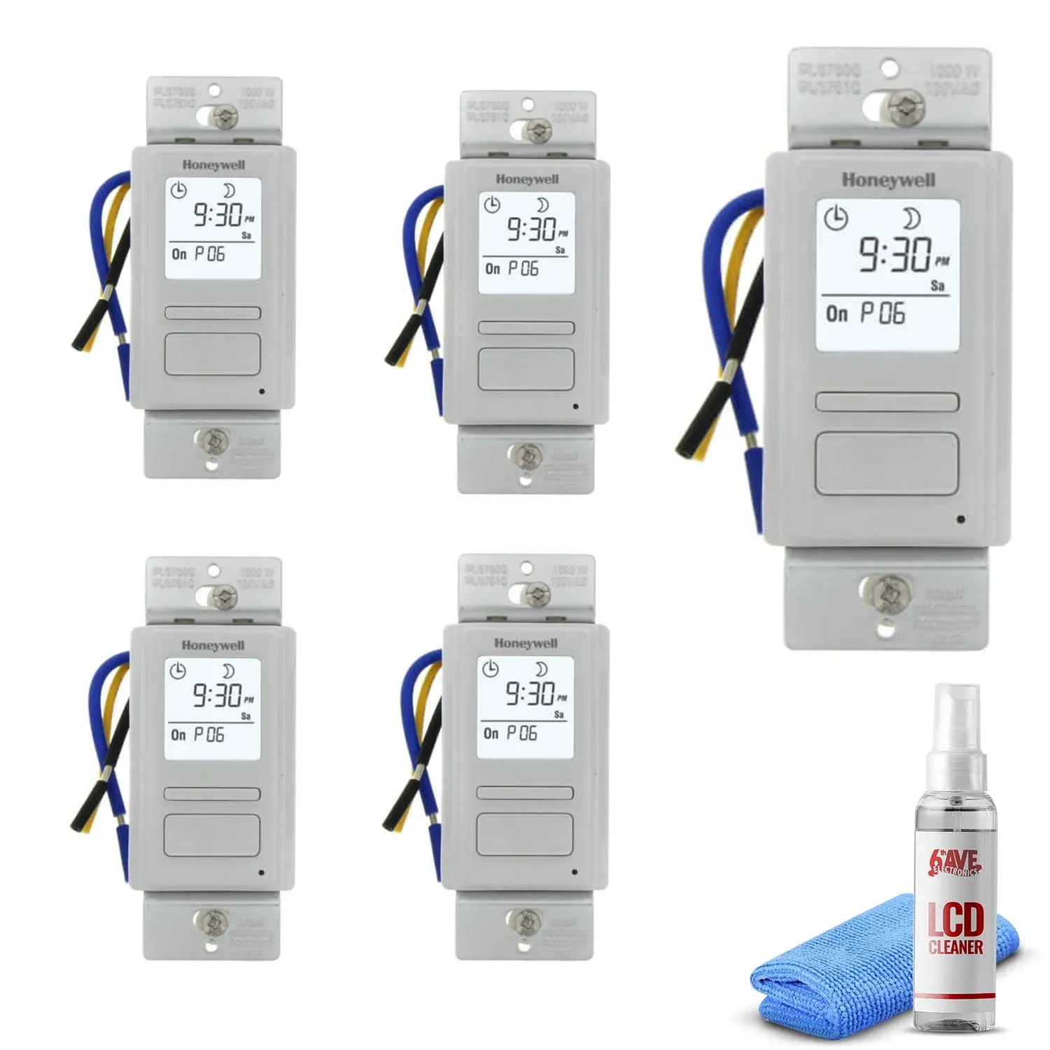 5-Pack Honeywell PLS750C1000 Timer Switch with Sunrise Sunset Single or 3 Way + ...