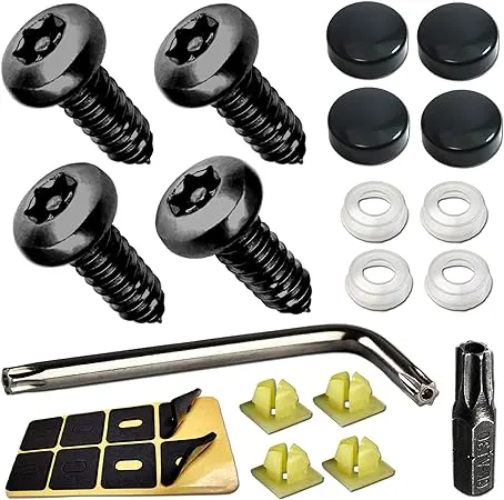 Aootf Black License Plate Screws- Anti Theft Screws for Car Tag Frame Cover ...