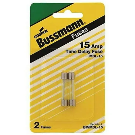 Bussmann 2 amps Time Delay Glass Fuse 2 pk