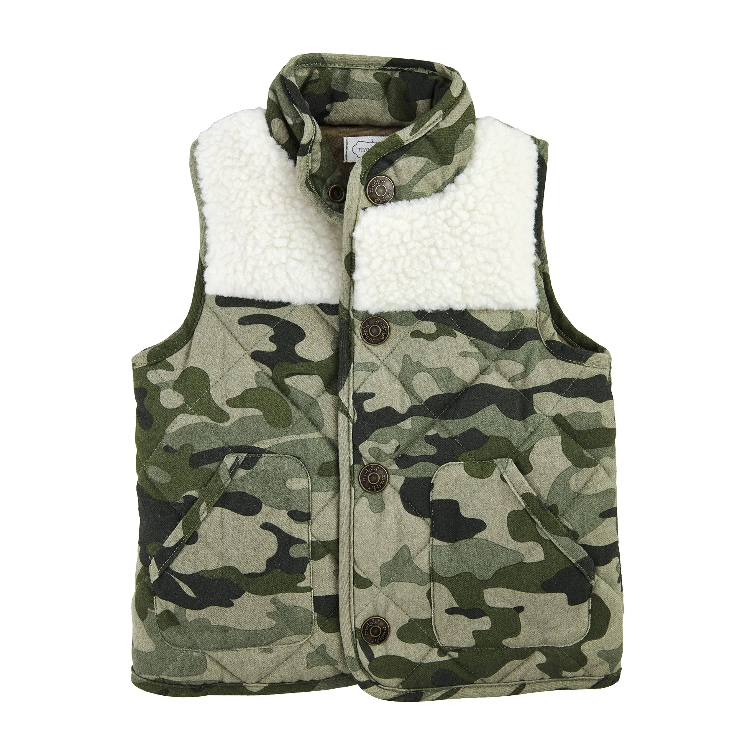 Mud Pie Boy's Camo Sherpa Vest Large