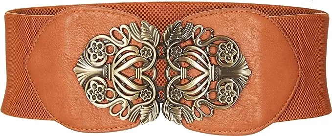 BlackButterfly 3 Inch Wide Waspie Elastic Vintage Buckle Waist Belt