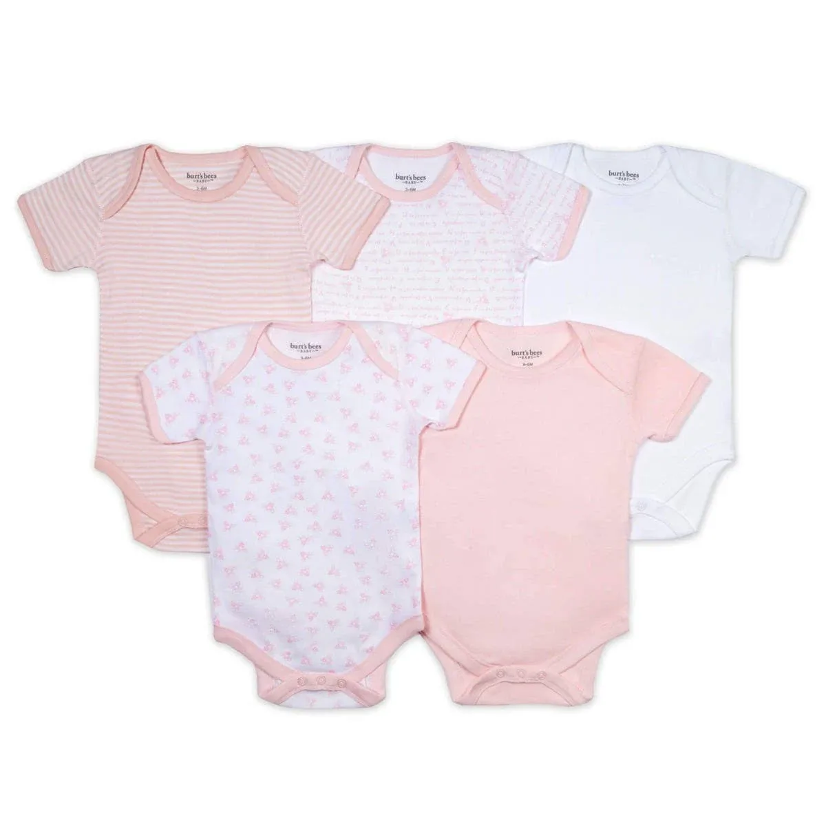 Bee Essentials Organic Short Sleeve Baby Bodysuits 5 Pack