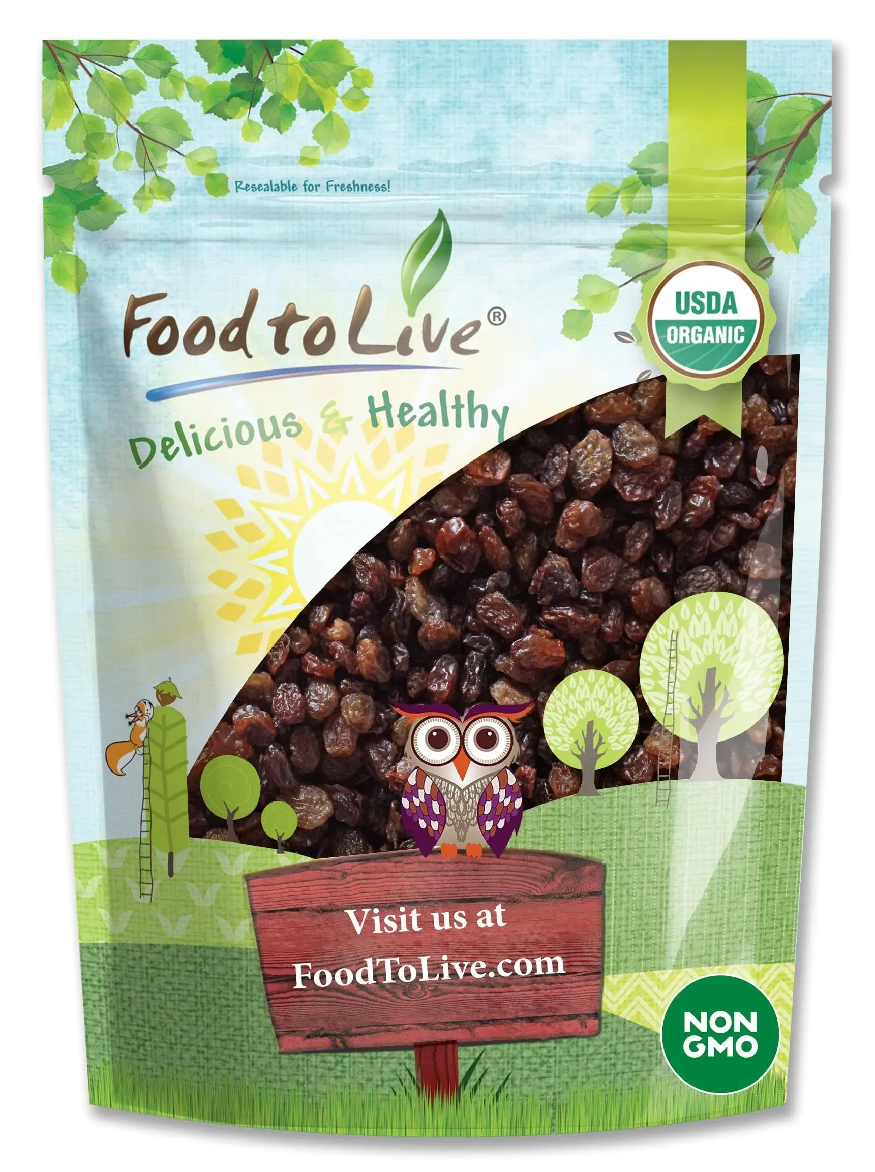 Food to Live Turkish Organic Raisins, 8 Ounces Sun Dried Thompson Seedless Select ...