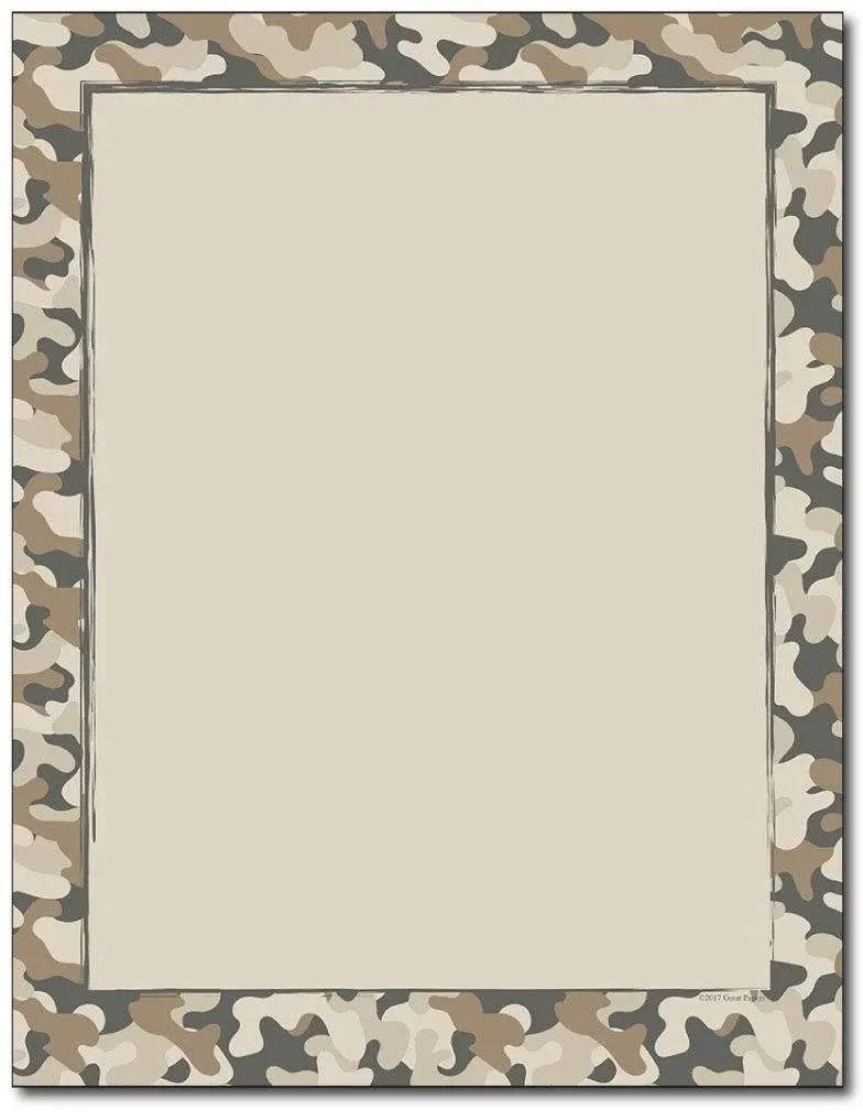 Camo Border Stationery Paper - 80 Sheets