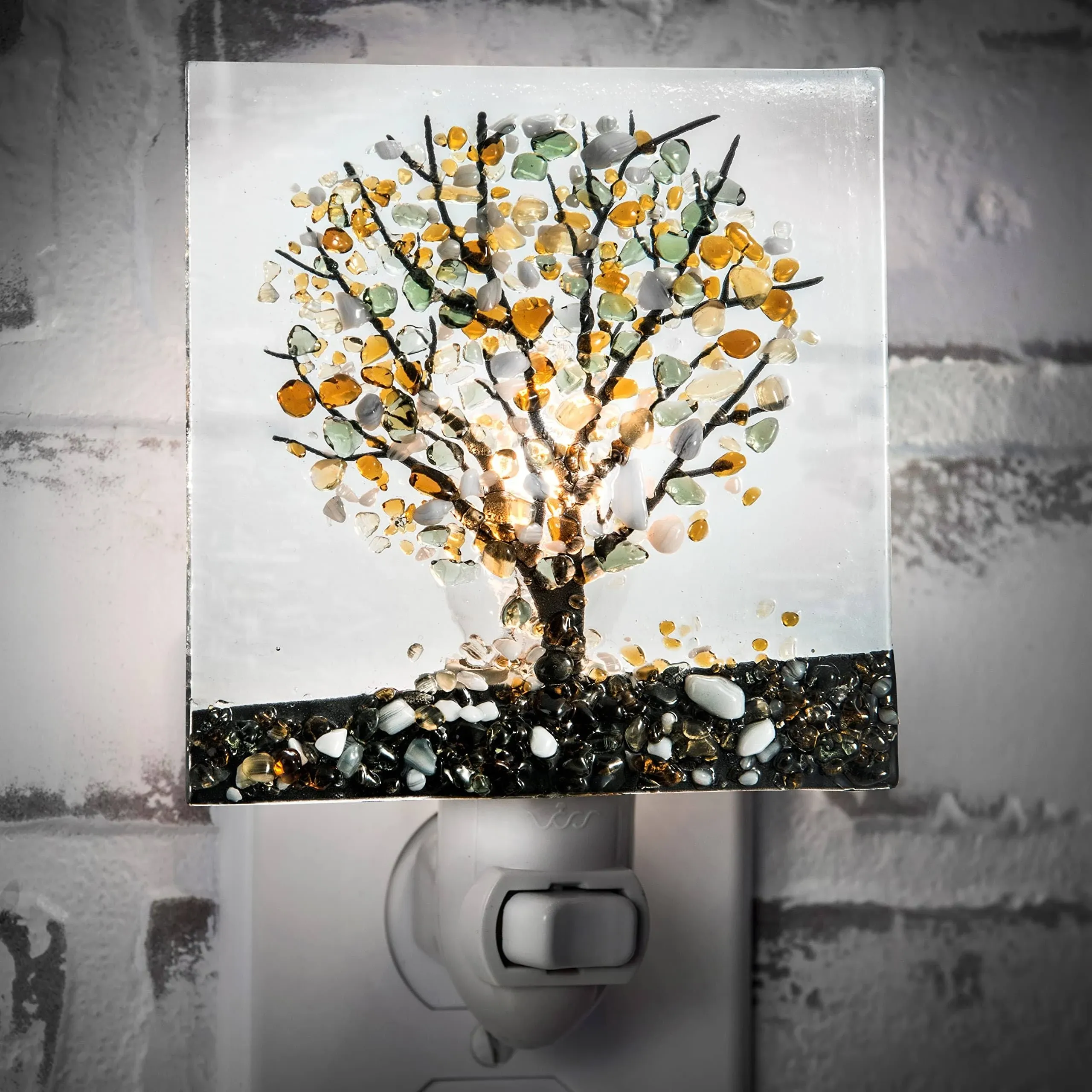 J Devlin Glass Art Fused Glass Tree Night Light NTL