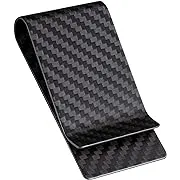 SERMAN BRANDS Carbon Fiber Money Clip Credit Card Holder Slim Business Front Pocket Clips for Men Black Glossy