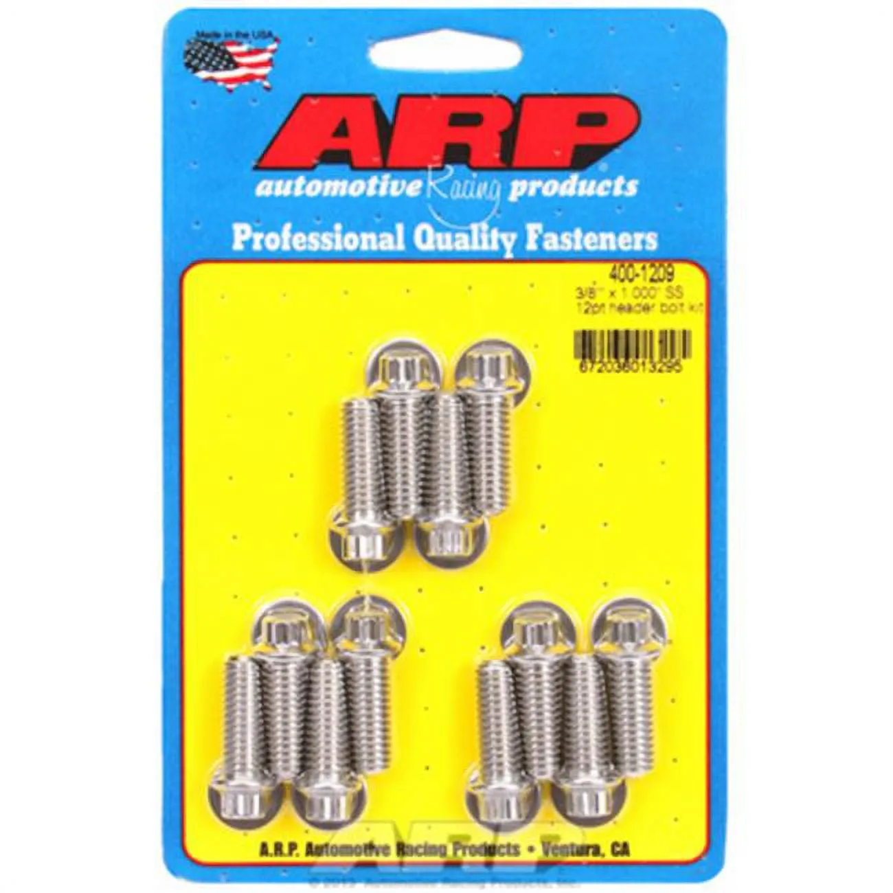 ARP S/S Header Bolt Kit - 3/8 x 1.00 UHL (12) 400-1209