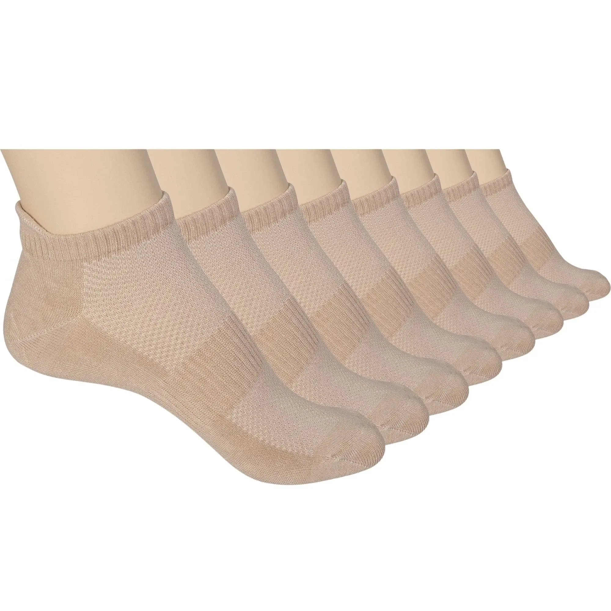 8 Pairs unisex Bamboo Ankle Socks, Beige / 11-13