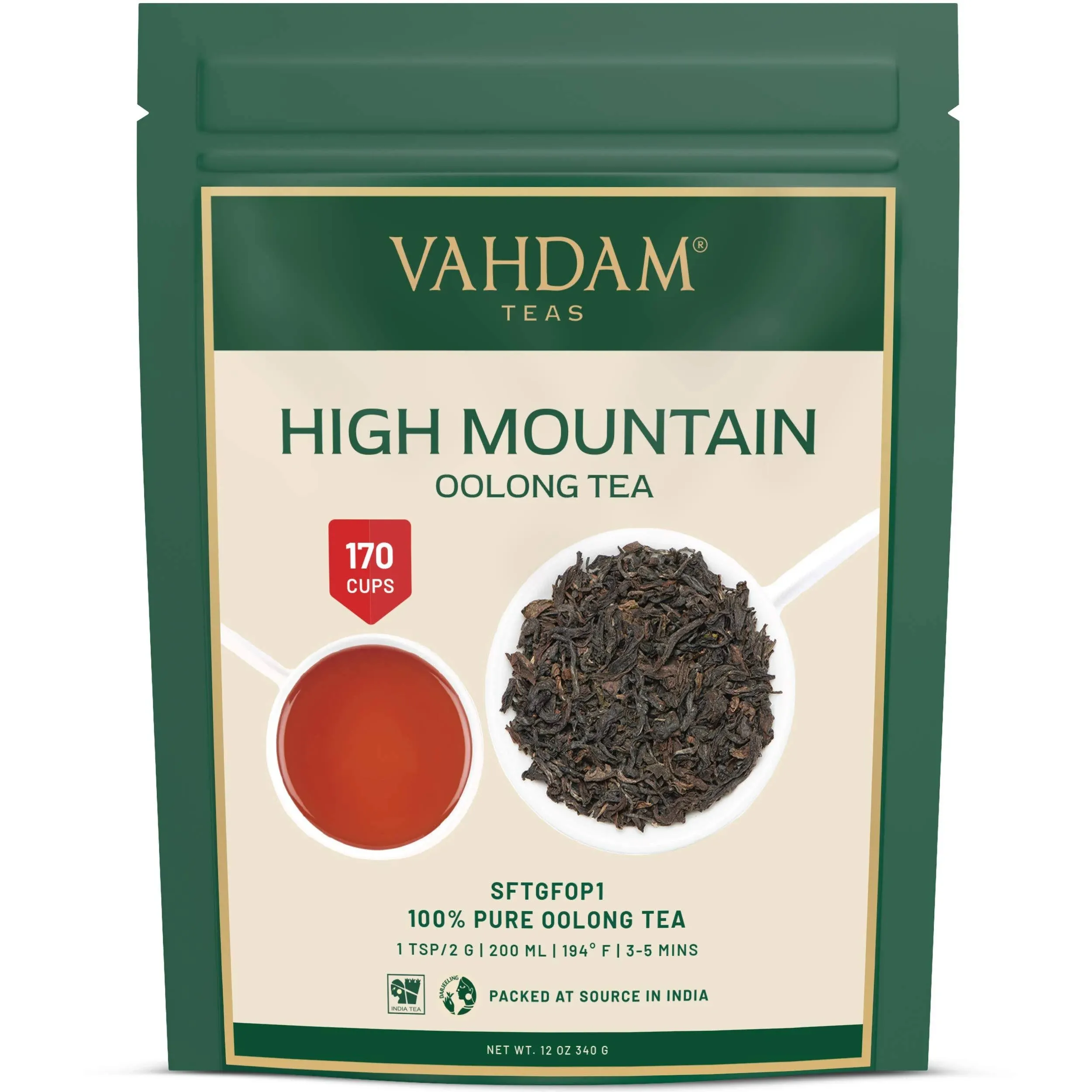 Vahdam Tea High Mountain Oolong Tea Leaves from Himalayas 12oz