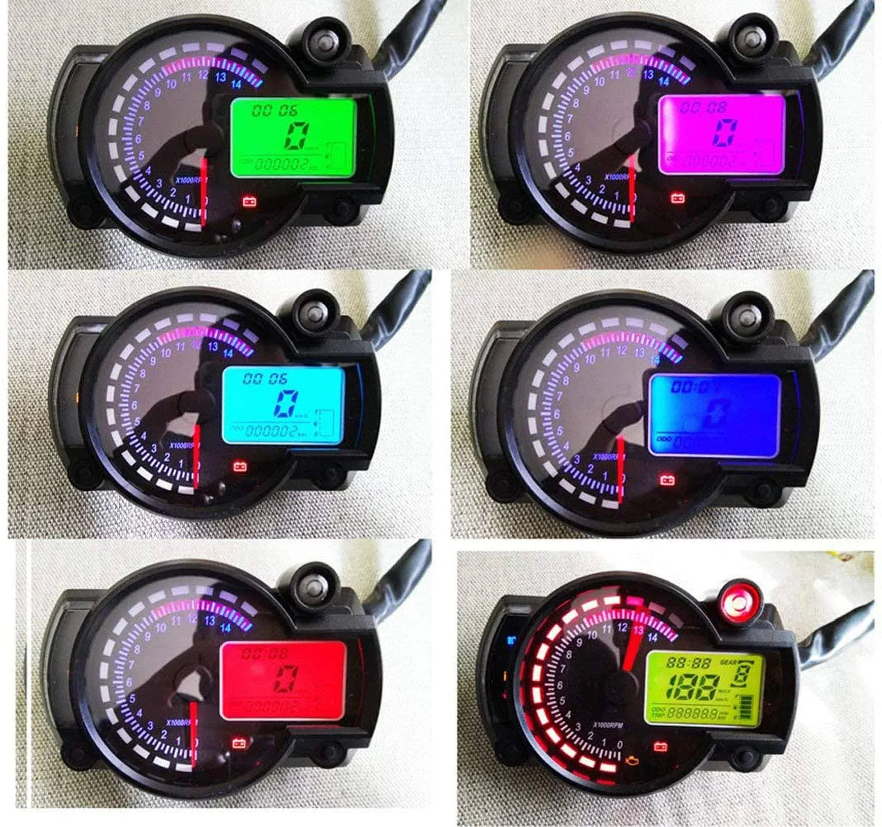 SAMDO Motorcycle Speedometer 299 Kmh Mph 7 Color 14000RPM Tachometer ATV Quad Frenzy Universal Digital Speedometer