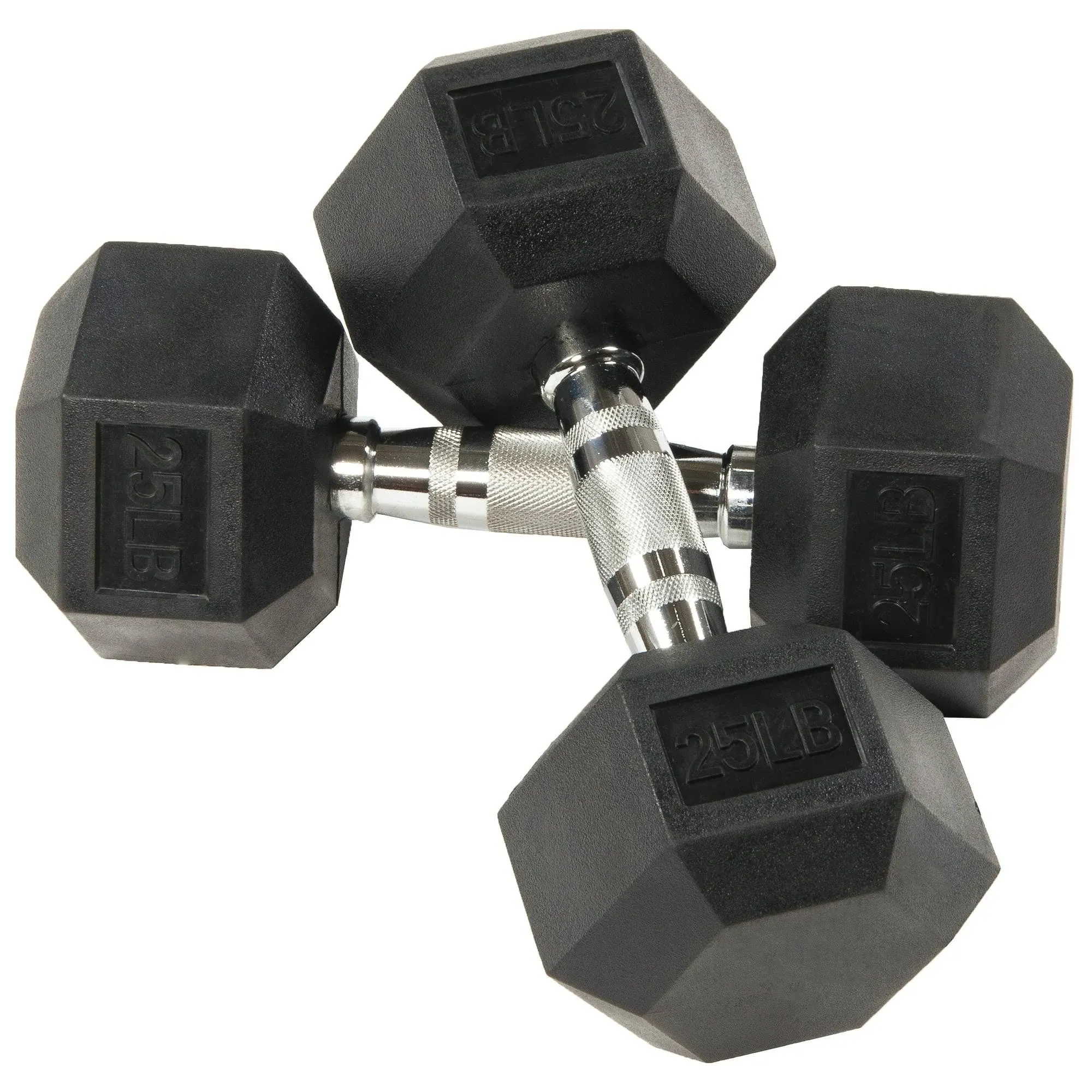 BalanceFrom Rubber Hex Dumbbells 25lb Pair Black