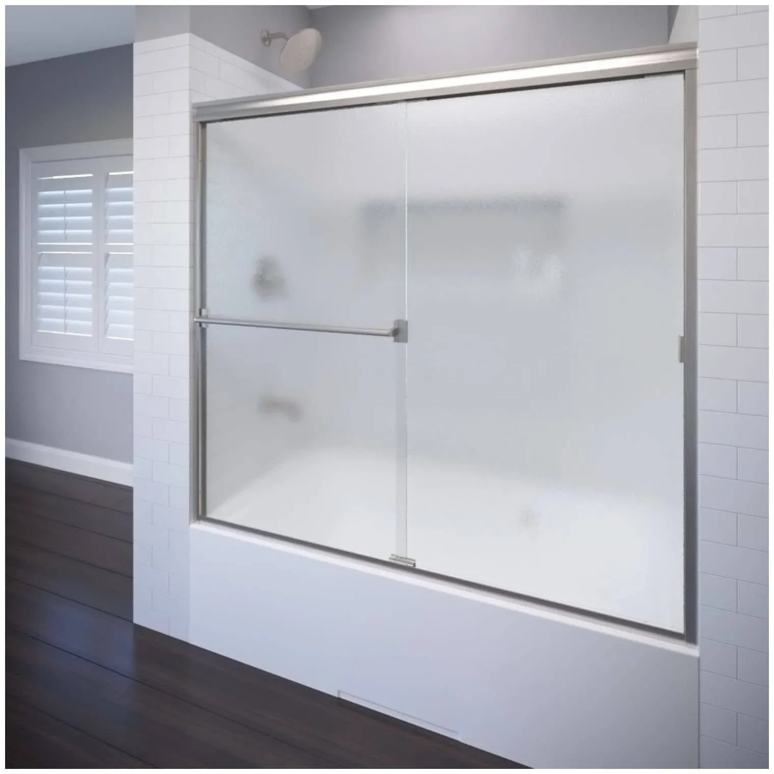 Basco Classic 56 in. x 56 in. Semi-Framed Sliding Tub Door in Brushed Nickel CLCH05A5656OBBN