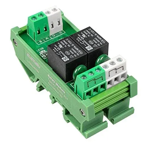 Relay Board Relay Module 2 Channel 1 SPDT DIN Rail Mount 24V DC/AC Relay Modu...