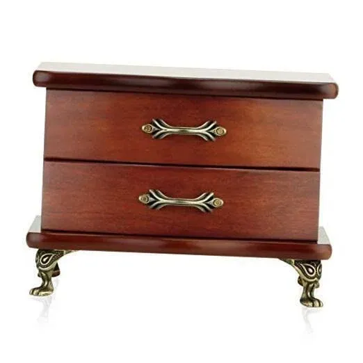 Wood Jewelry Organizer Box With And Vintage Design Metal Stand Storage