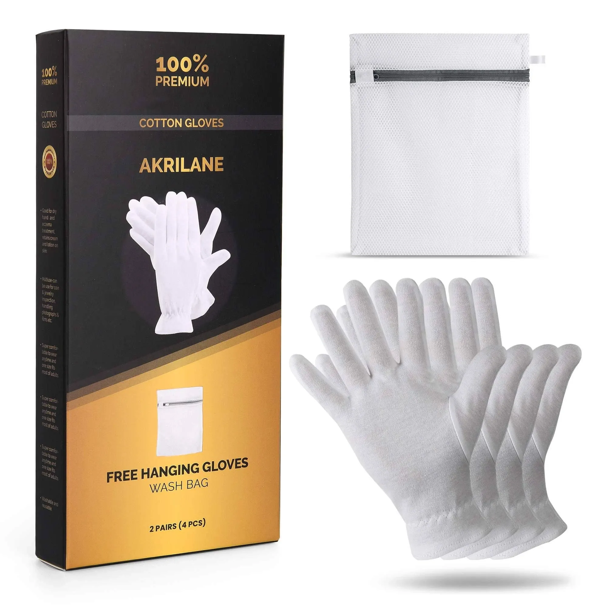 AKRILANE Cotton Gloves for Dry Hands, Moisturizing Gloves Overnight, Eczema ...