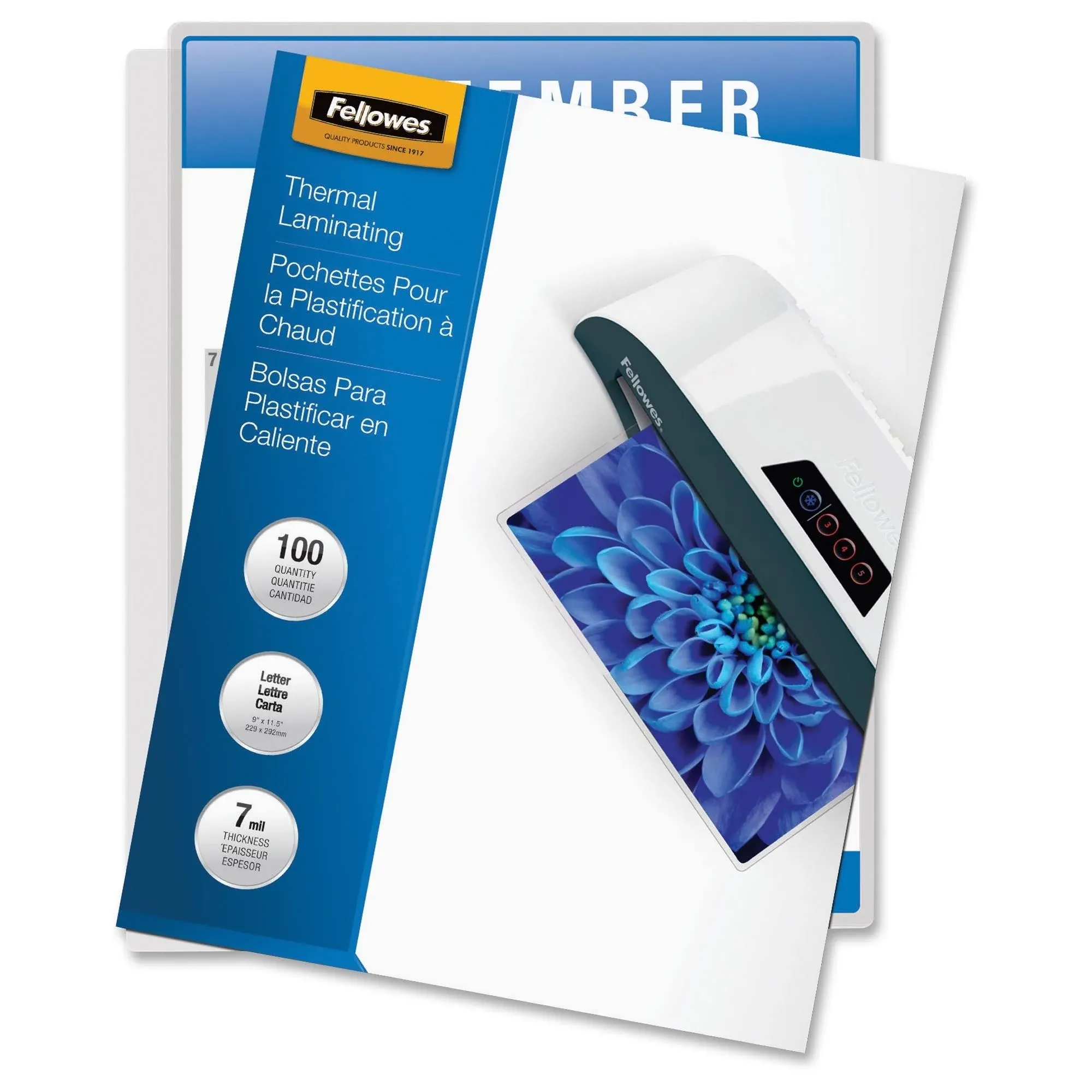 Fellowes Laminating Pouches, 7 mil, 9&quot; x 11.5&quot;, Gloss Clear, 100/Pack 