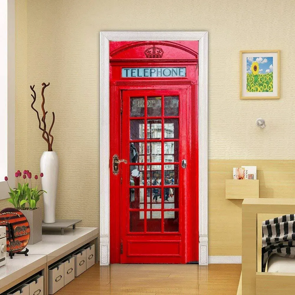 Jun Xiang Door Sticker Decor Removable Mural Wallpaper of PVC Art Sticker, London ...