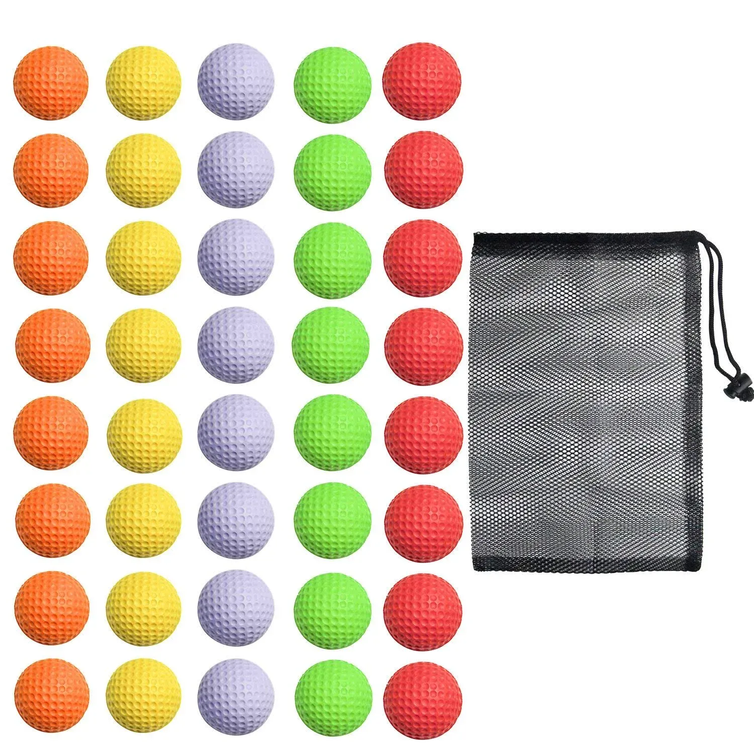 40 Pack Foam Golf Practice Balls - Realistic Feel and Limited Flight Training Ba