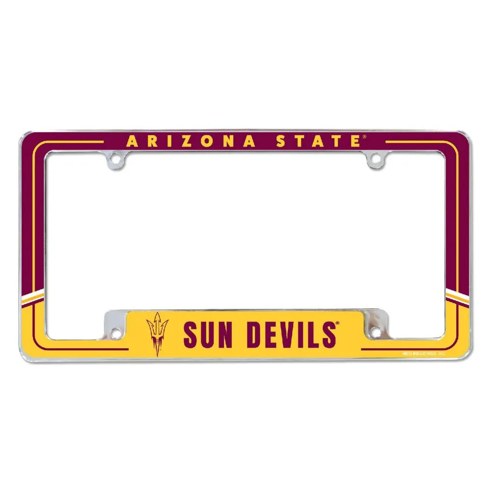 Rico Industries NCAA  Arizona State Sun Devils - ASU Two-Tone 12 x 6 Chrome All Over Automotive License Plate Frame for Car/Truck/SUV