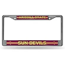 Rico Industries NCAA  Arizona State Sun Devils - ASU Two-Tone 12 x 6 Chrome All Over Automotive License Plate Frame for Car/Truck/SUV