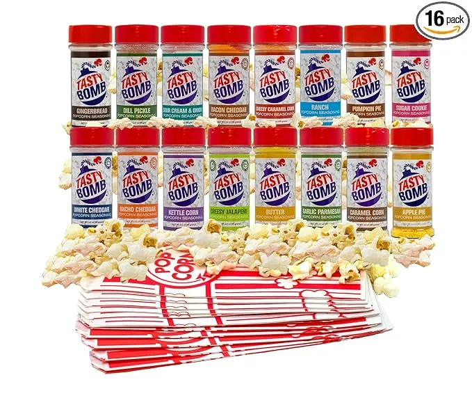 Flavorful Popcorn Seasoning Variety Pack Seasonings in White Cheddar Cheese ...