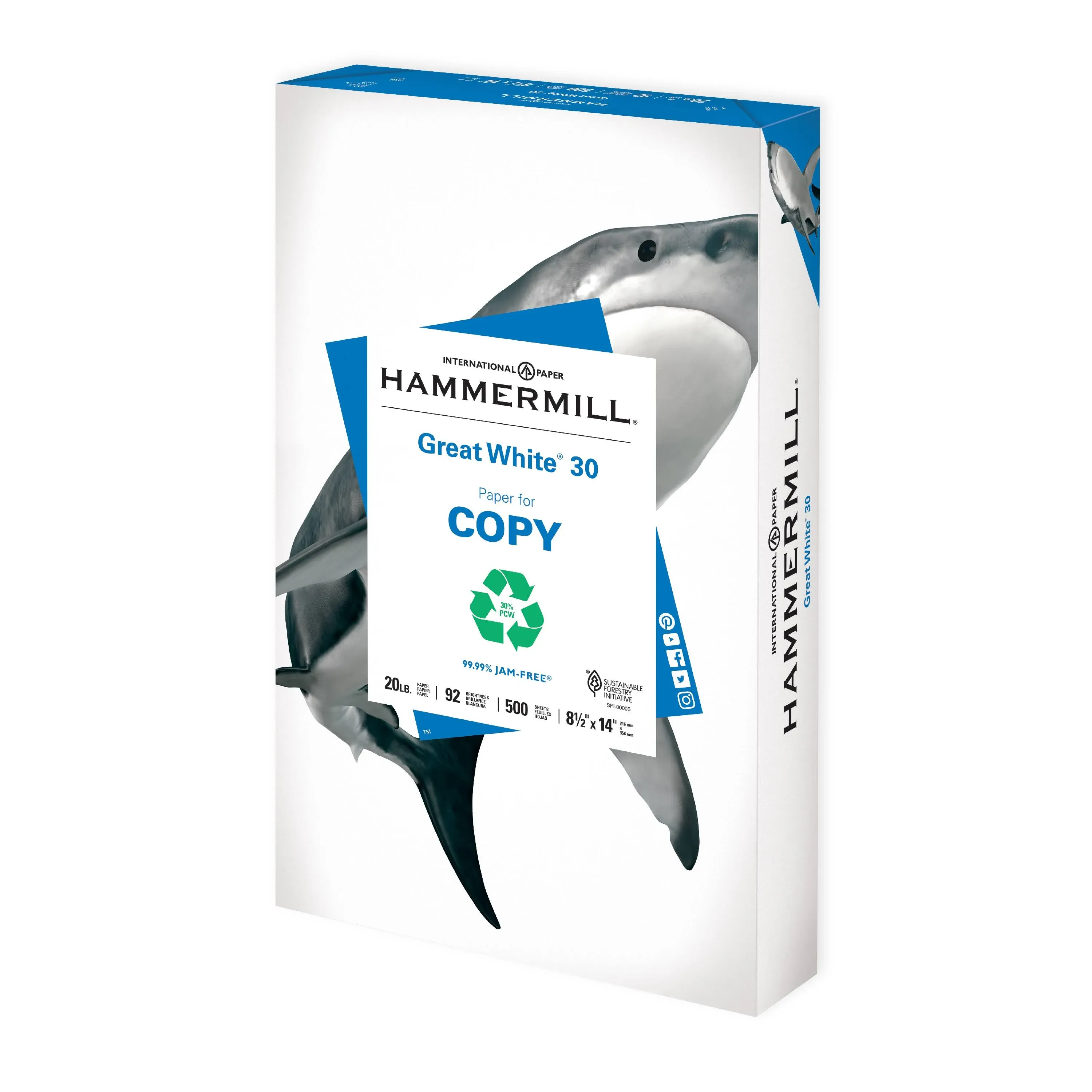 Hammermill Printer Paper, Great White 30% Recycled Paper, 11 x 17-1 Ream (500 Sheets) - 92 Bright, Made in the USA, 086750