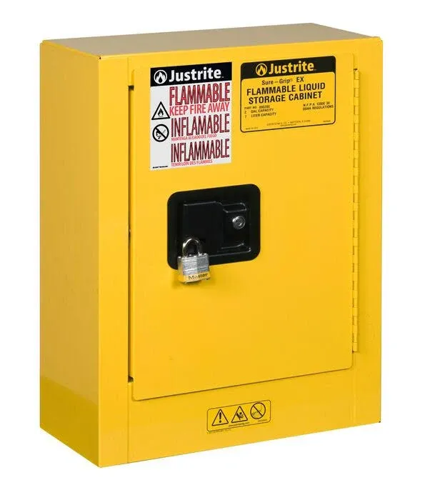 Justrite 890200 Mobile Mini Safety Cabinet, 22&#034; X 17&#034; X 8&#034;, Yellow