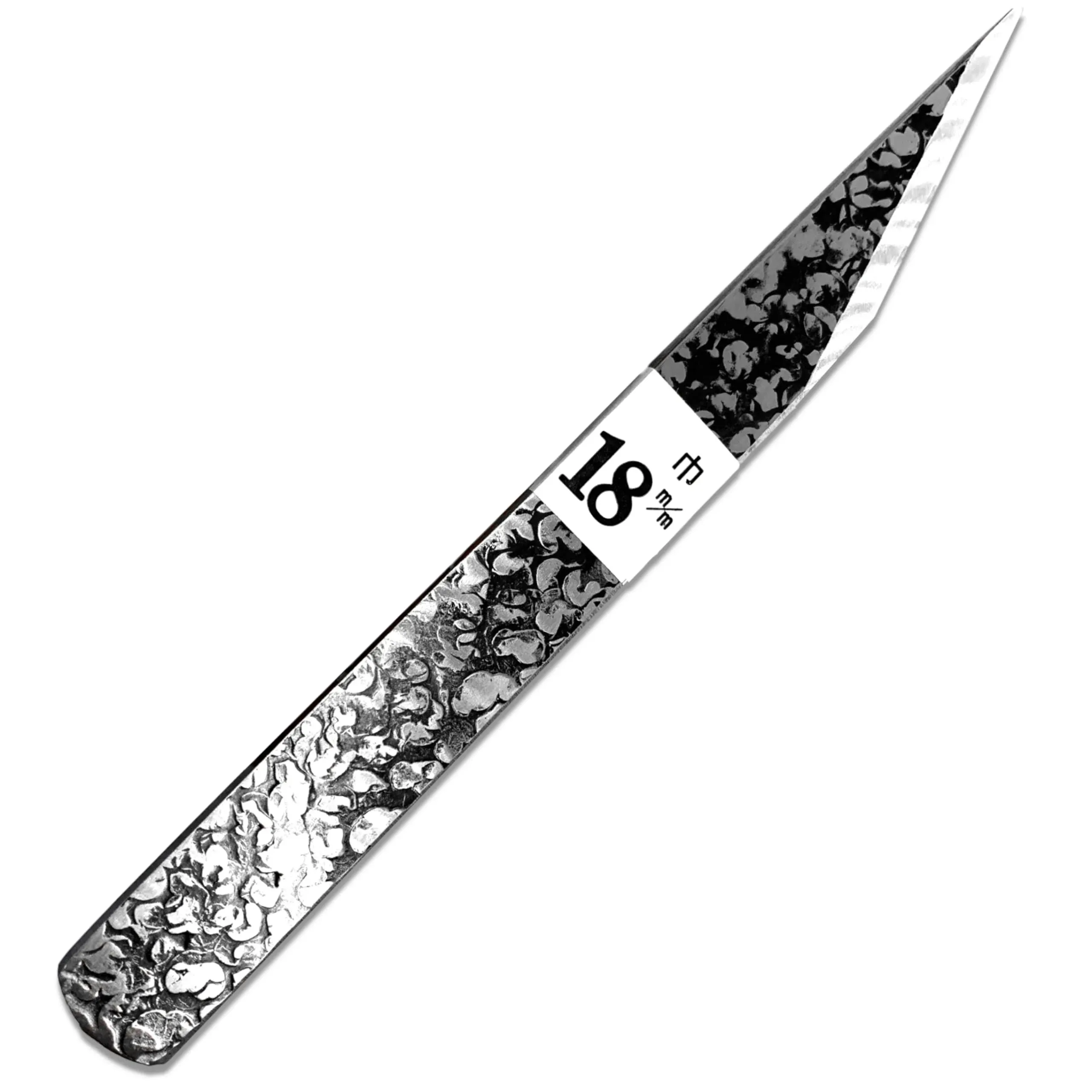 KAKURI Kiridashi Knife Right Hand 18mm, Professional Razor Sharp Hand Forged Japanese Carbon Steel Blade Hammered Pattern for Woodworking, Marking, Wood Carving, Whittling, Made in JAPAN