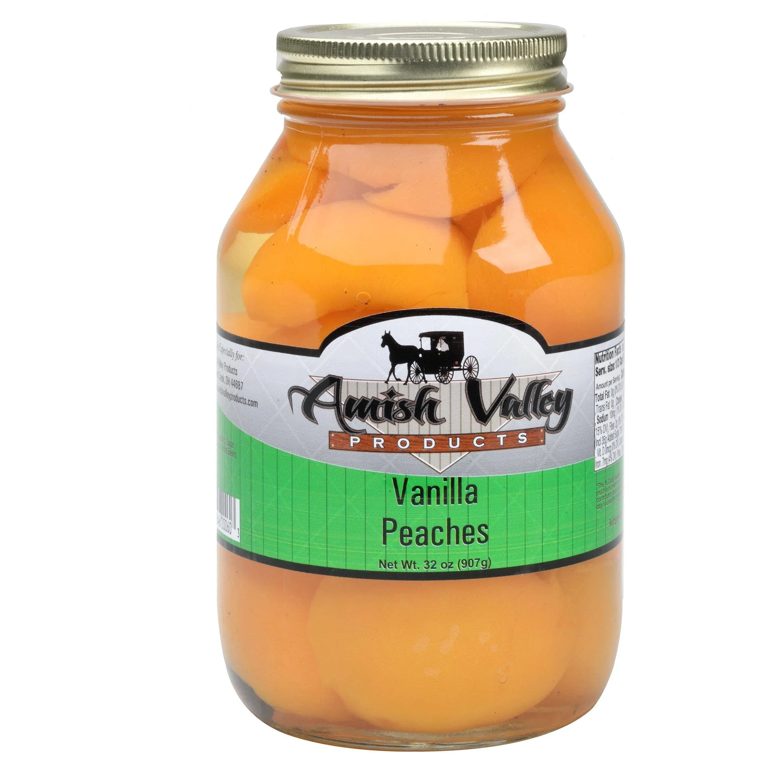 Amish Valley Products Old Fashioned Peaches Halves Canned Jarred in 32 oz Glass Jar