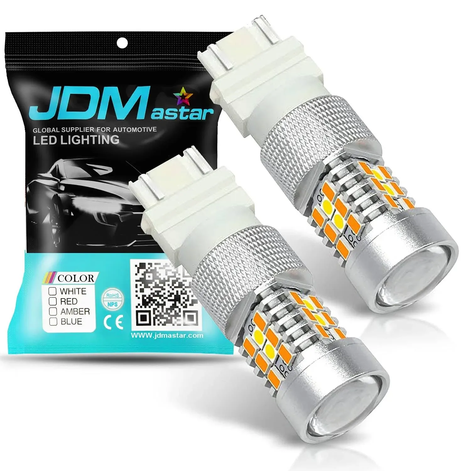 JDM ASTAR LED Turn Signal Switchback Lights Bulbs White Amber 3157 3057 4057 12V