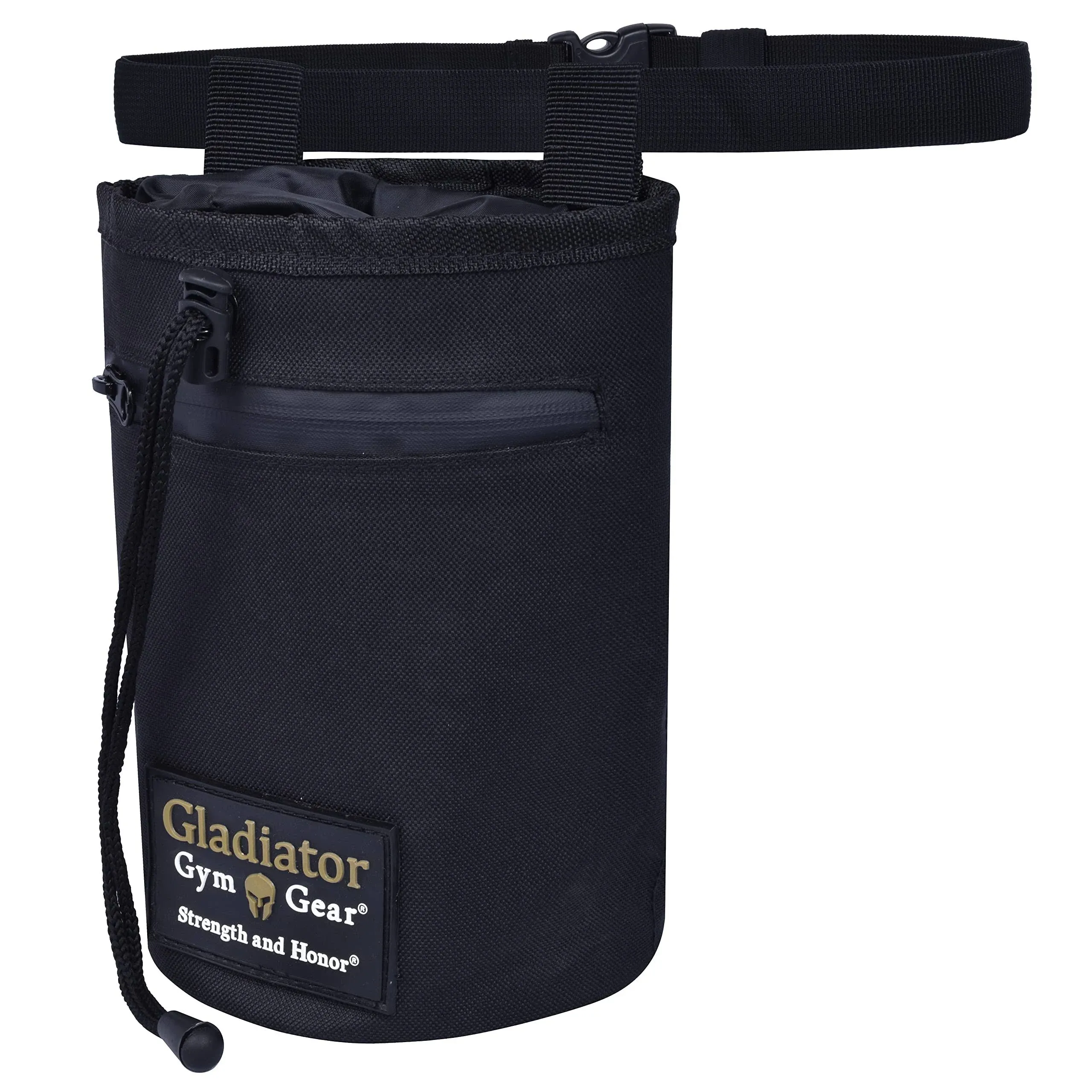 Gladiator Climbing Chalk Bag , Drawstring Hand Chalk Bag with Pockets , Loop and Adjustable Belt, Chalk Bag for Rock Climbing , Weightlifting and Gymnastic