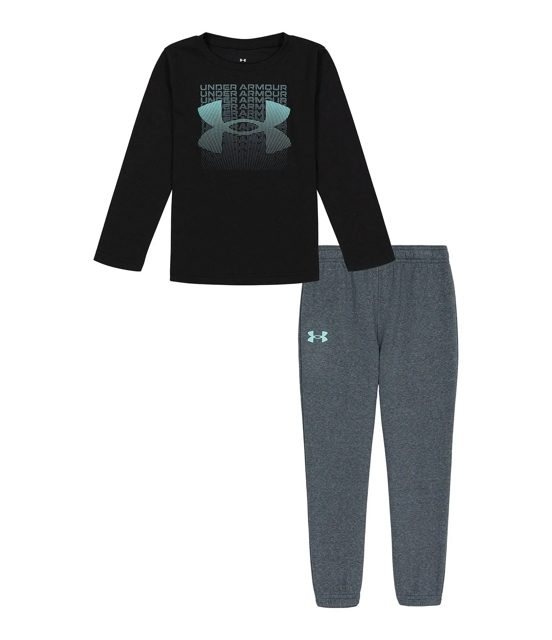 Under Armour Little Boys 2T-7 Fader Block Logo Long Sleeve Tee Jogger Set - 6