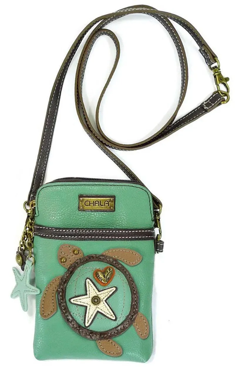 CHALA Cell Phone Crossbody Purse-Women PU Leather/Canvas Multicolor Handbag with Adjustable Strap