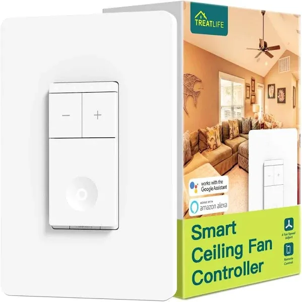 TREATLIFE Smart Ceiling Fan Control, 4 Speed Fan Switch for Ceiling Fan, Neut...